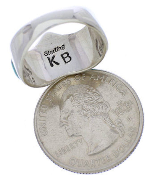 Genuine Silver Southwest Turquoise Multicolor Ring Size 7-1/4 JX37912